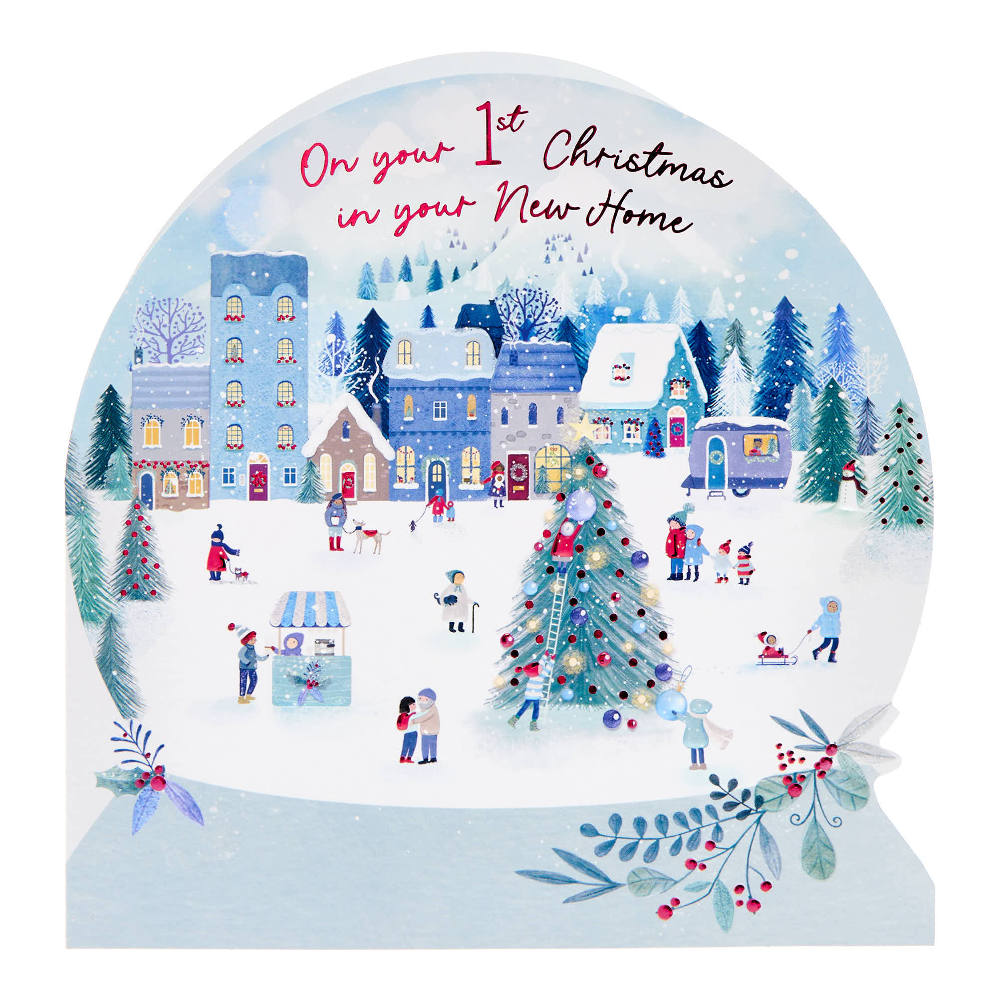 1st Christmas In Your New Home Snow Globe Christmas Card