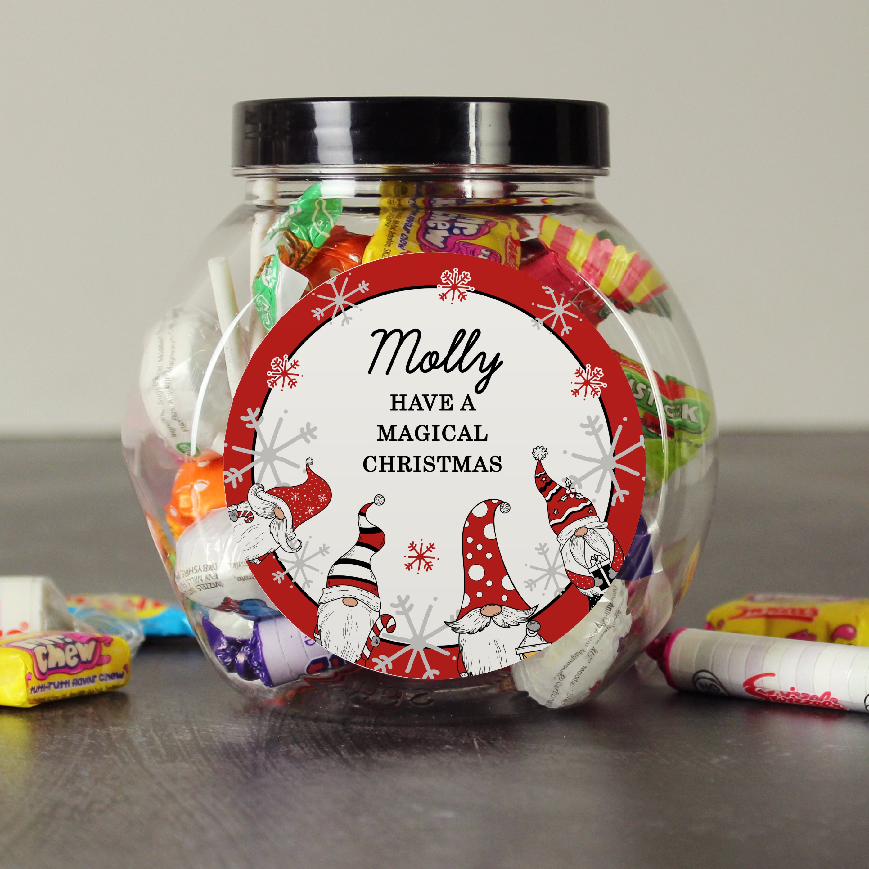 Personalised Gonks Christmas Sweets Jar