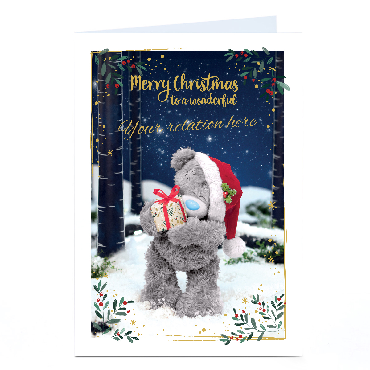 Personalised Tatty Teddy Christmas Card - To a Wonderful, Any Relation