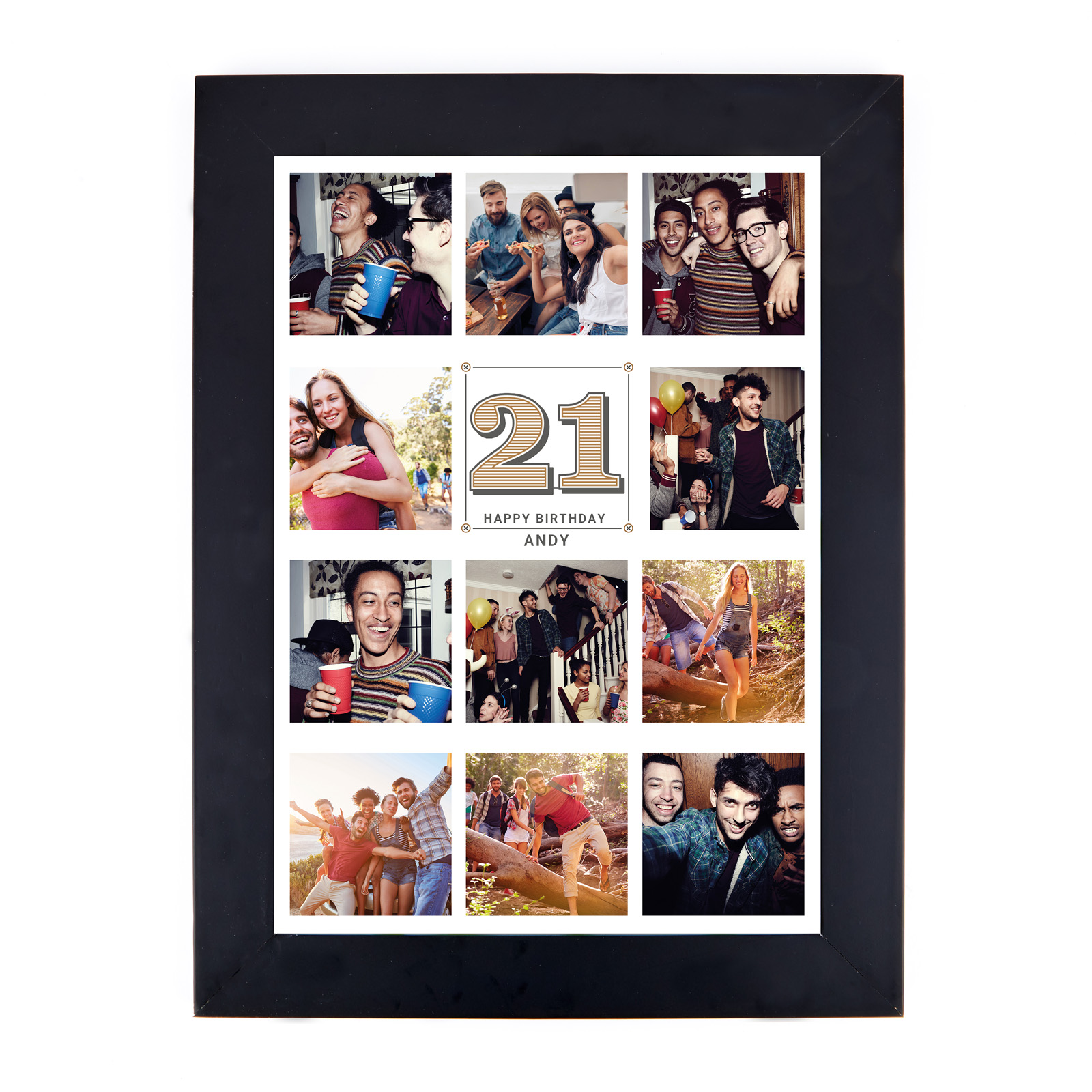 Personalised 21st Birthday Milestone Age Photo Print - Vintage Collage, Editable Age