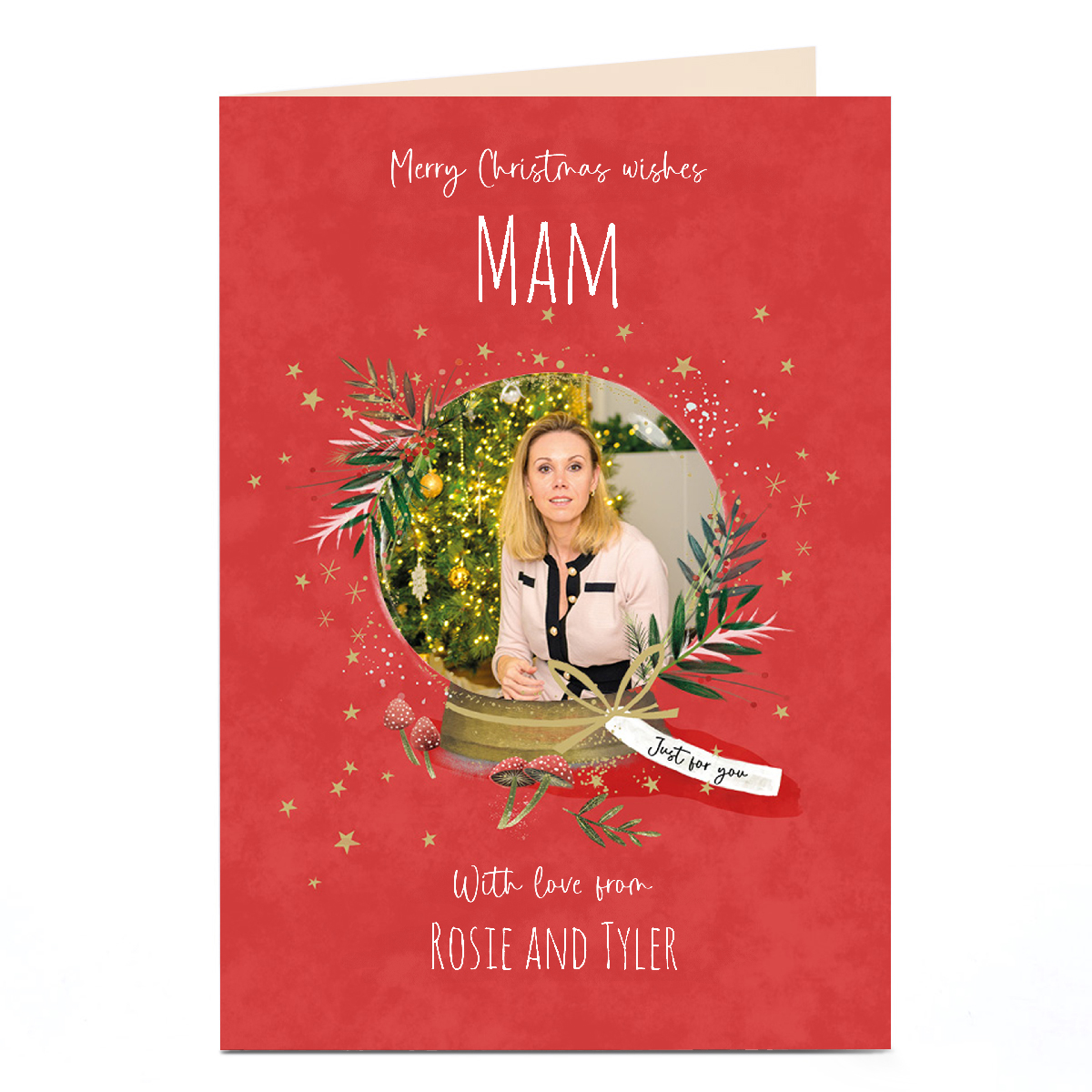 Photo Christmas Card - Festive Snowglobe, Mam