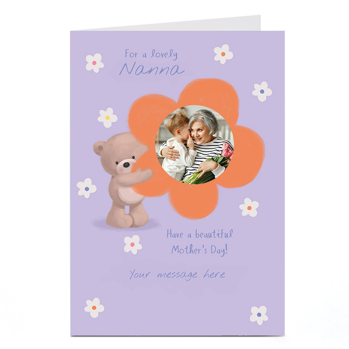 Photo Hugs Mother's Day Card - Pastel Purple Beautiful Day, Nanna