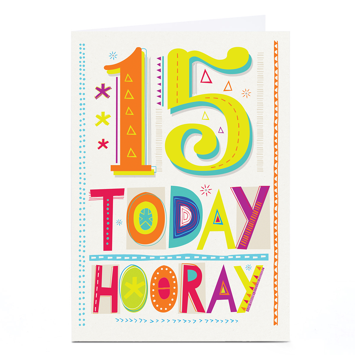 Personalised 15th Birthday Card - 15 Today Hooray