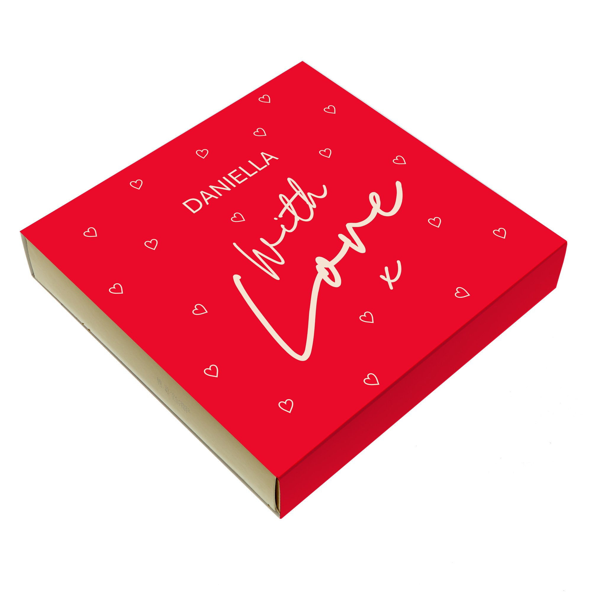 Personalised Belgian Chocolates - Red Hearts With Love