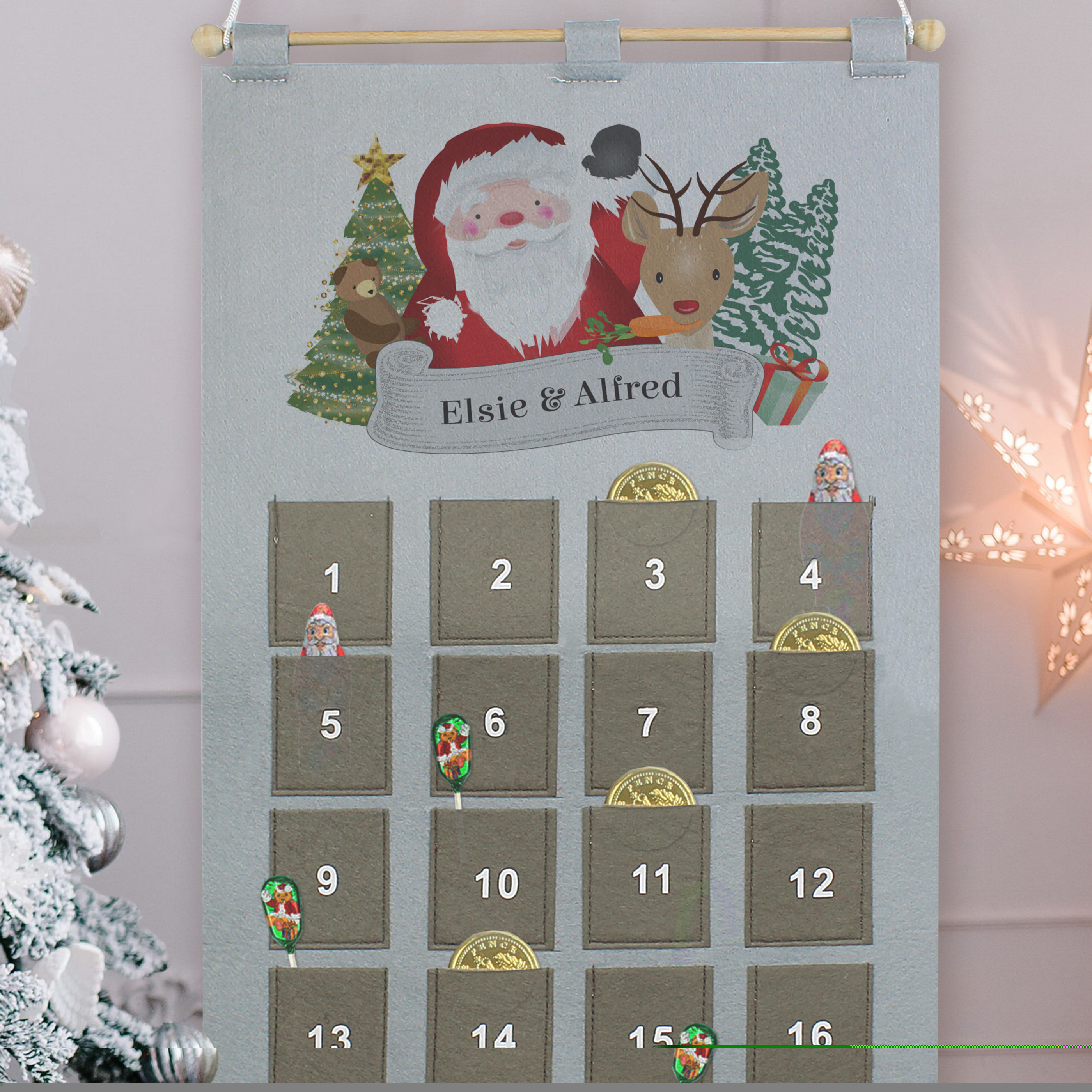 Personalised Silver Santa Advent Calendar