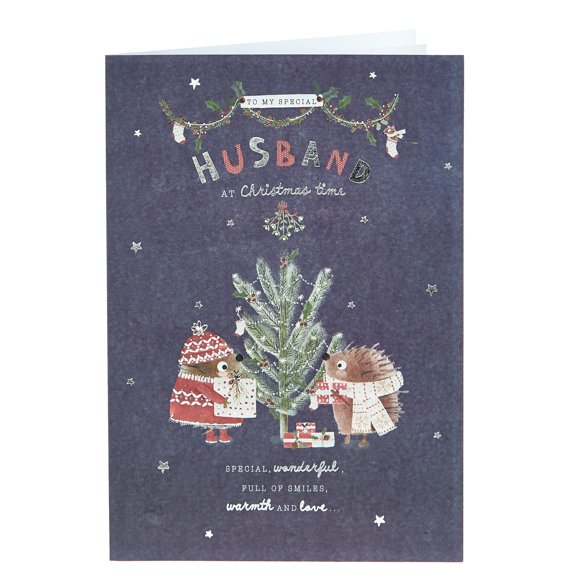 Christmas Card - Special Husband Hedgehogs