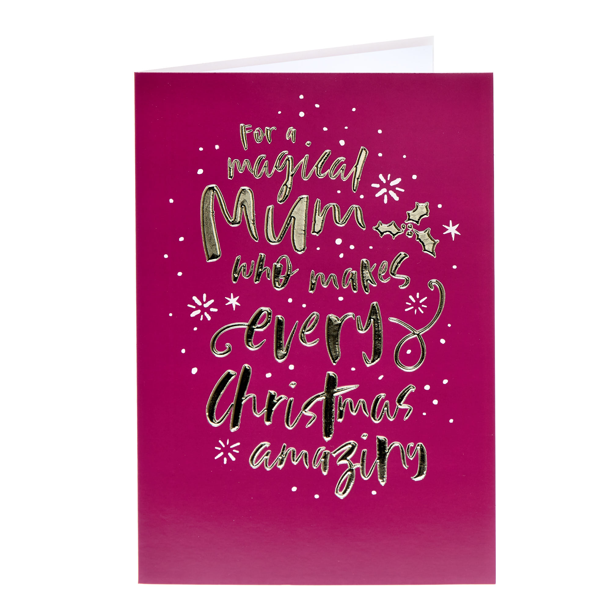 Mum Purple & Gold Text Christmas Card