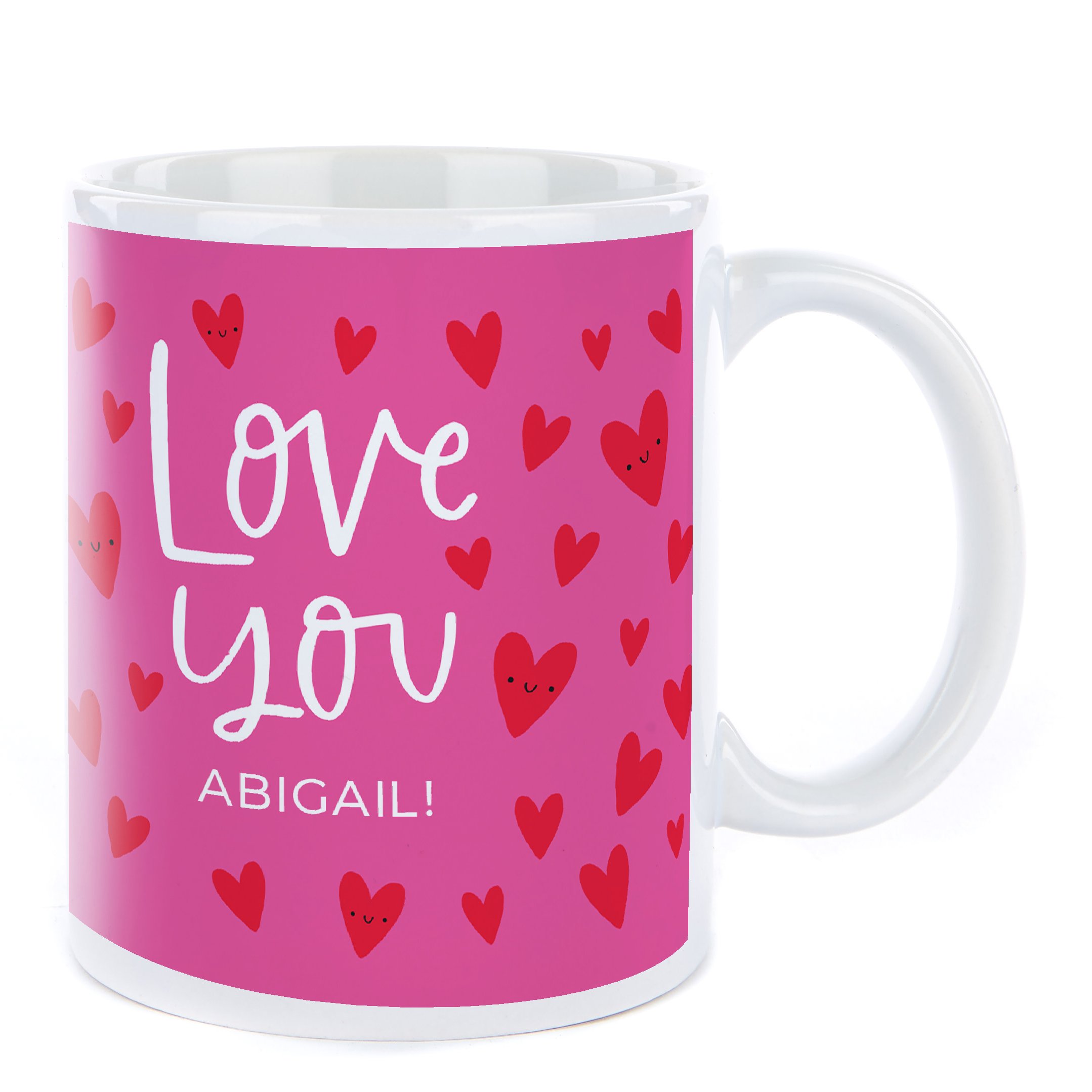 Personalised Mug - Pink Love You Hearts