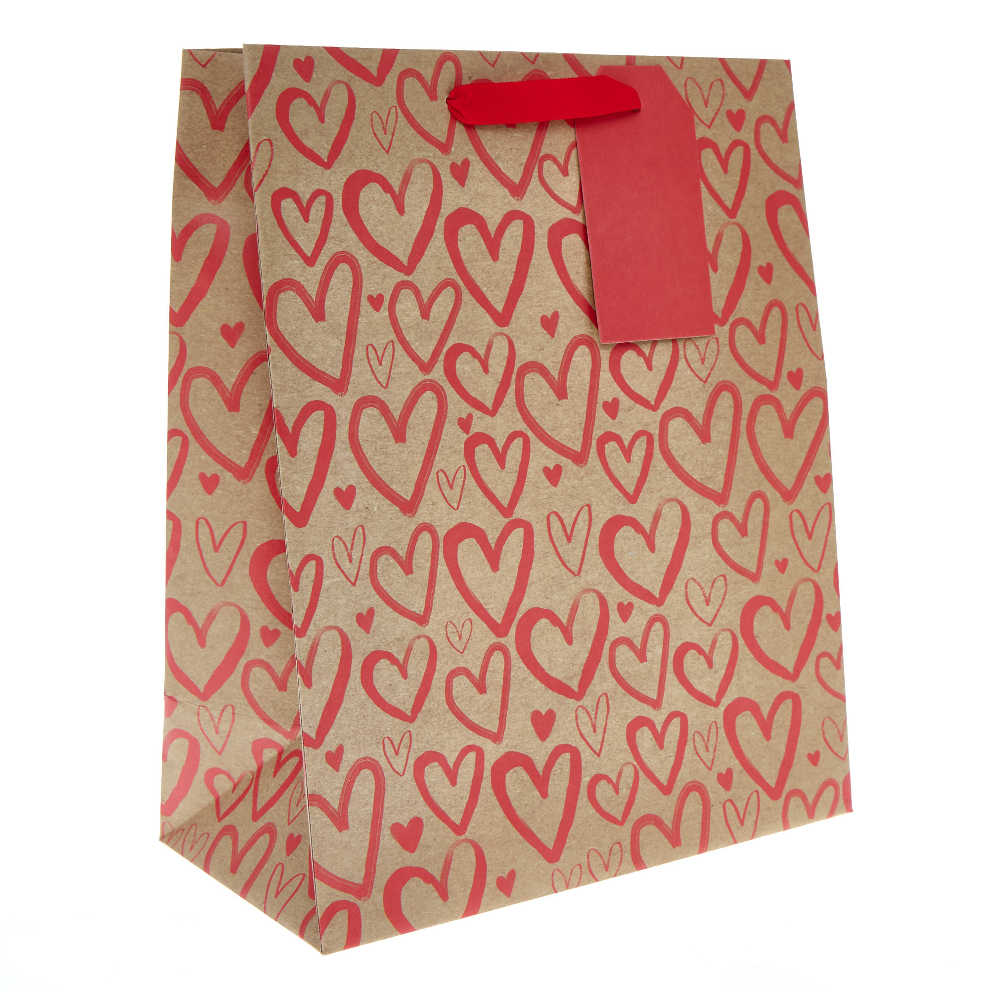 Buy Kraft Love Hearts Large Portrait Valentine's Day Gift Bag for GBP 1 ...