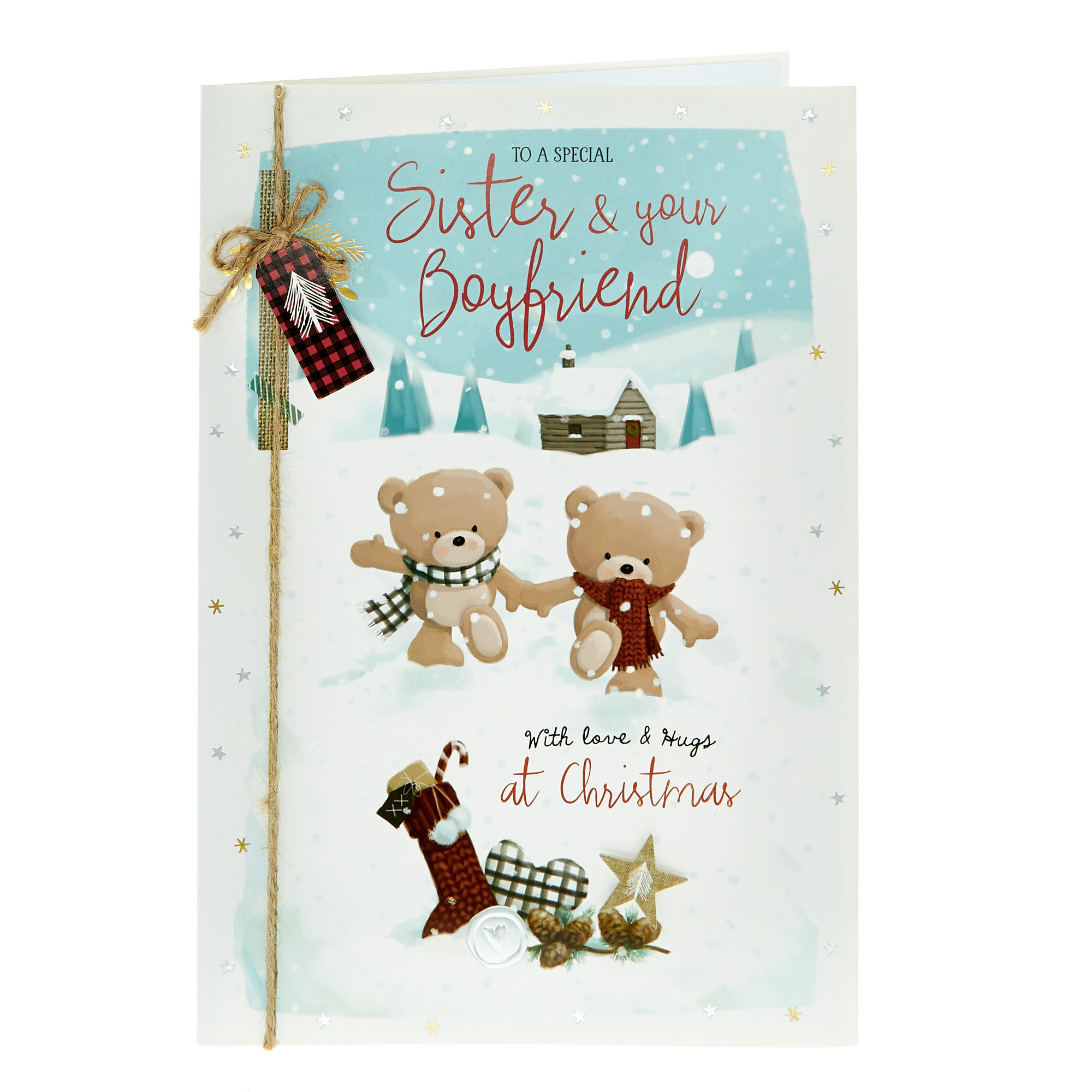 Hugs Christmas Card - Special Sister & Your Boyfriend