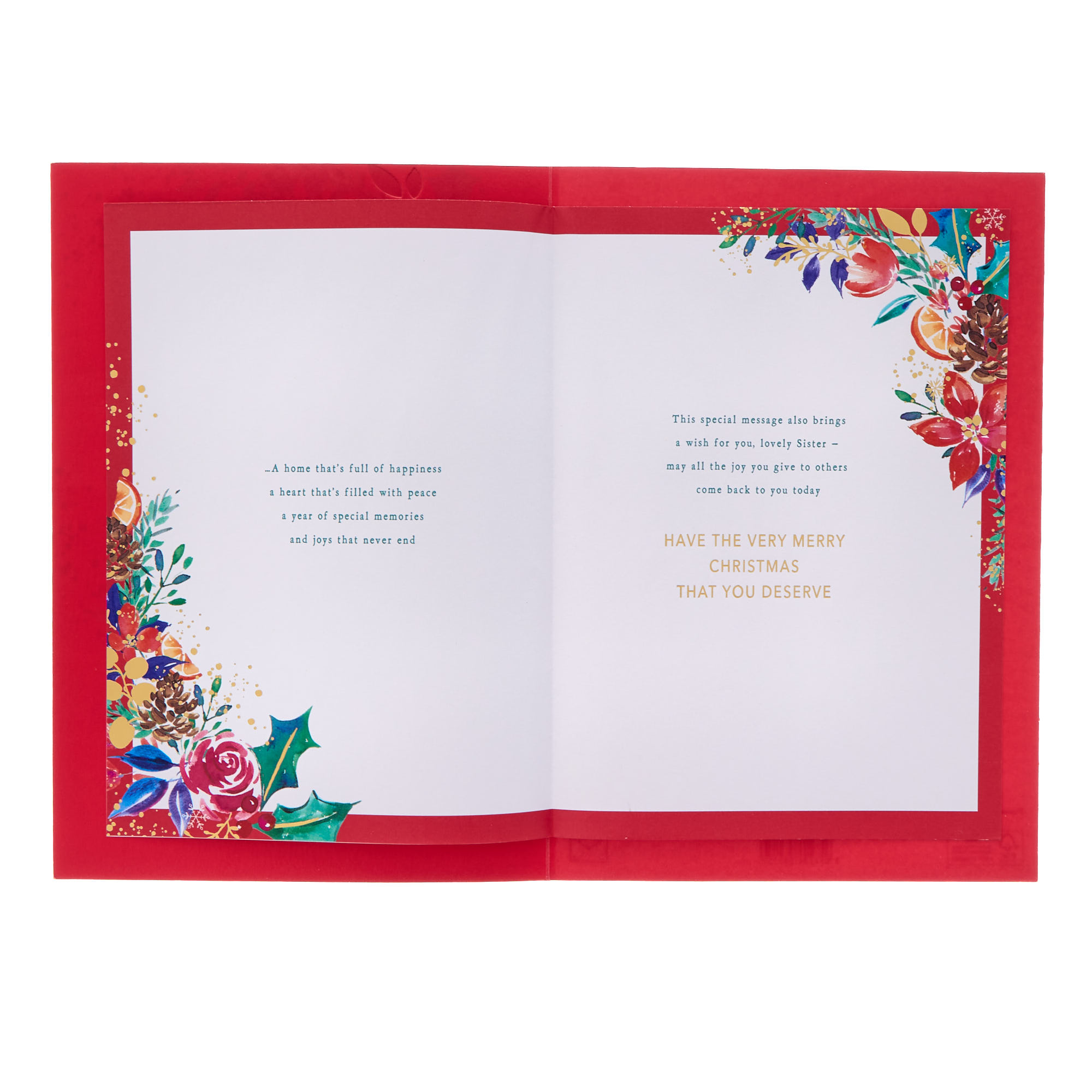 Sister Flower Crescent Christmas Card