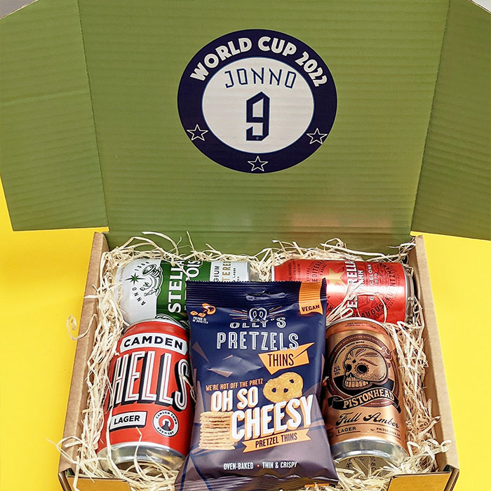 Personalised England Football Beer And Snacks Box