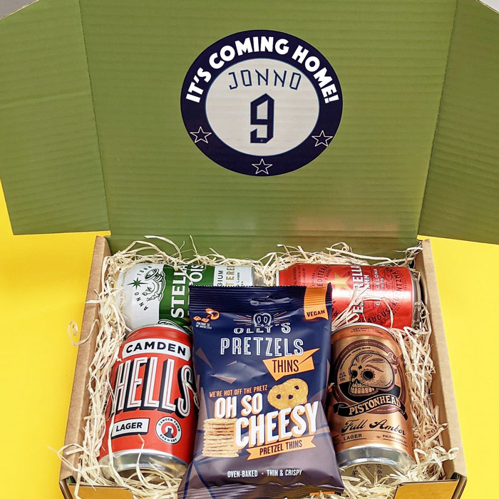 Personalised England Football Beer And Snacks Box